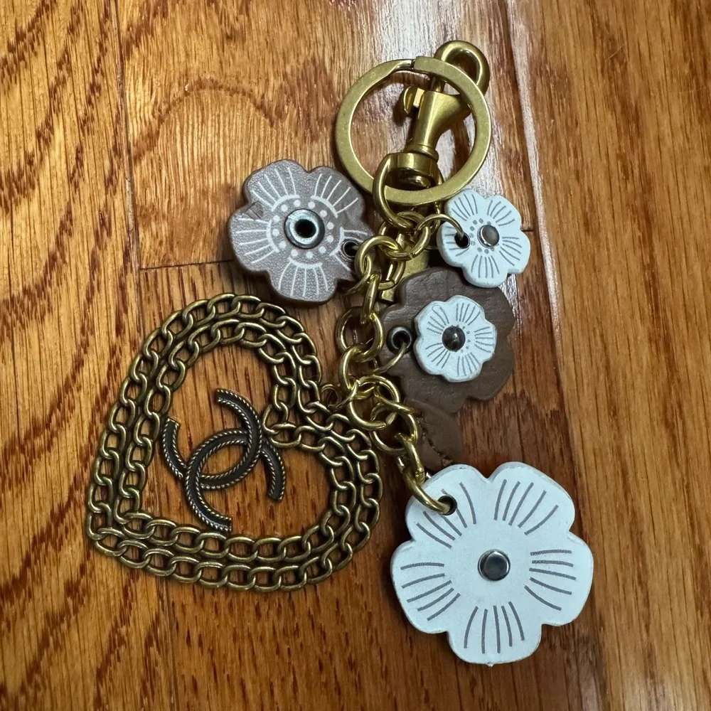 Brushed Bronze‎ Heart Bag Charm / Keychain